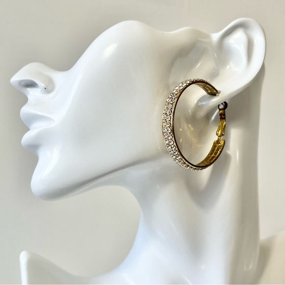 Gold Rhinestone Hoops - Picture 2 of 9